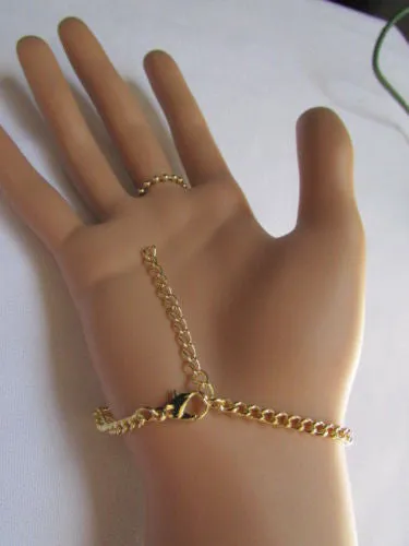 Gold Silver Thin Dressy Hand Chain Bracelet Big Imitation Pearl Bead Net Wrist