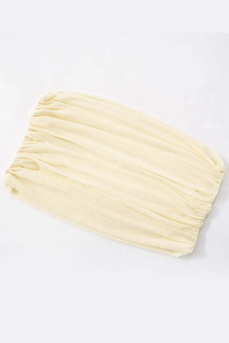 Mesh Sleeveless Off Shoulder Ruched Mini Dress